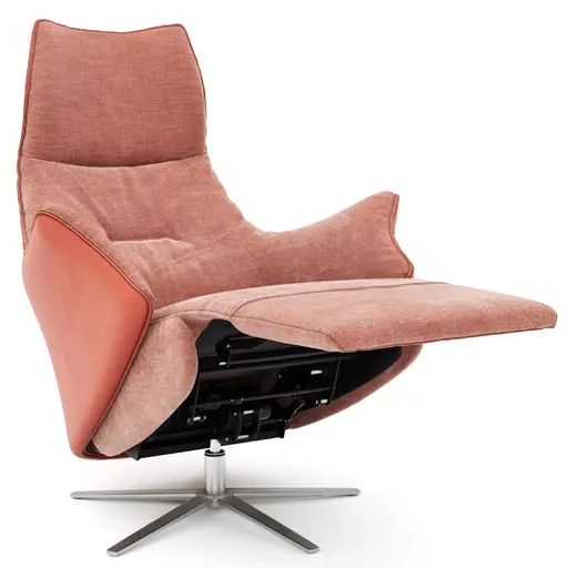 Relaxsessel Girona -  inklusive motorischer Relaxfunktion, Stoff, Leder, Rose