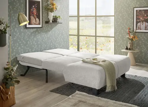  Faltsofa EBBY - 2-Sitzer ohne Armlehne, 140 cm inkl. Schlaffunktion, Stoff, Creme