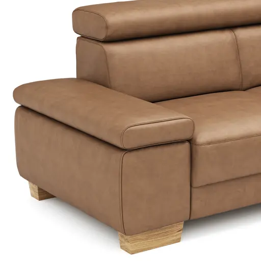 Ecksofa Philadelphia - 2,5-Sitzer, Ecke rechts, Kopfteil verstellbar (manuell), Stoff, Braun