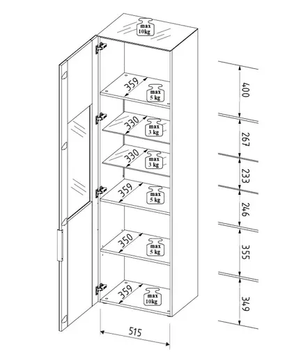Vitrine- inkl. LED-Beleuchtung, Anthrazit