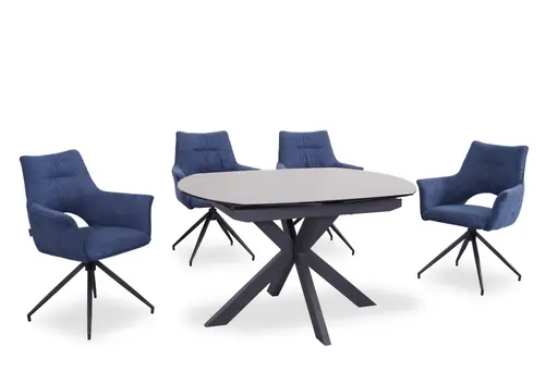 Armlehnstuhl MALEEN - drehbar, Stoff, Blau