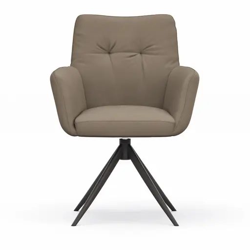 Armlehnstuhl Nashville - drehbar, Leder, Taupe