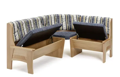 Eckbank - BT ca. 186x146 cm, Stoff, mehrfarbig, Blau