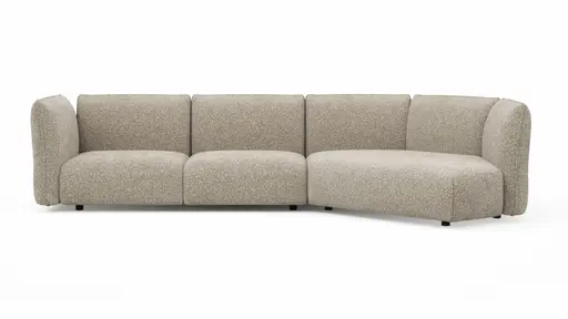 Trapezsofa Motone - 2-Sitzer mit Ecke rechts, Stoff, Beige