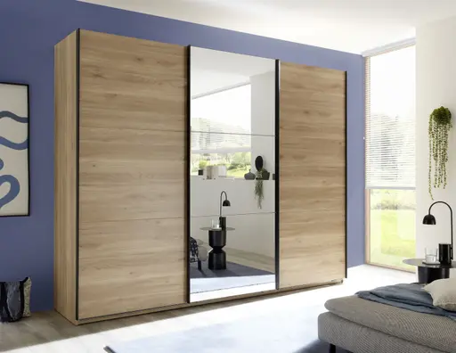 Schwebetürenschrank- B ca. 280 cm, Eiche Dekor