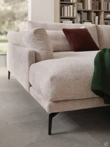Ecksofa Cuneo Select - Longchair links mit 2,5-Sitzer, Stoff, Graubeige