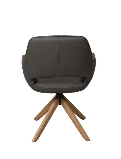 Armlehnstuhl MARIELLE - drehbar, Leder, Dunkelbraun