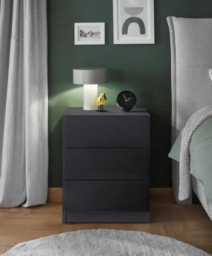 Nachtkonsole- Graphit, Glas, Graphit