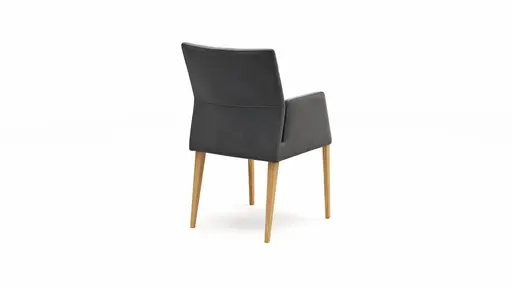 Armlehnstuhl Carry - Leder, Dunkelgrau