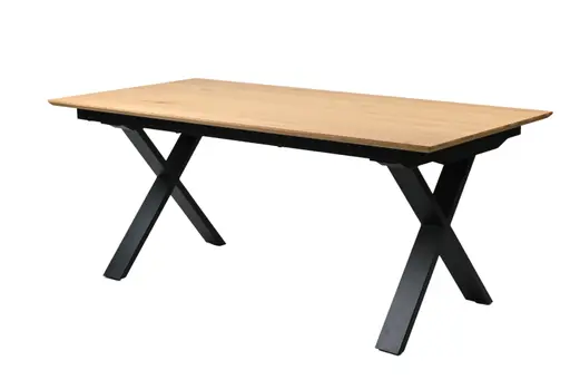 Esstisch MATTIES - ausziehbar, LB ca. 180x90 cm, Eiche Furnier, Schweizer Kante, Schwarz