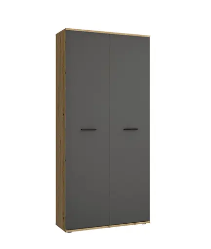 Schuhschrank - B ca. 90 cm, Artisan Eiche Nachbildung, Anthrazit