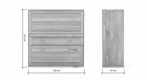 Sekretär Faro Plus - BH ca. 122x127 cm, Wildeiche massiv, Bianco