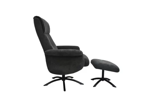 TV-Sessel MORTON mit Hocker - drehbar, Stoff, Grau