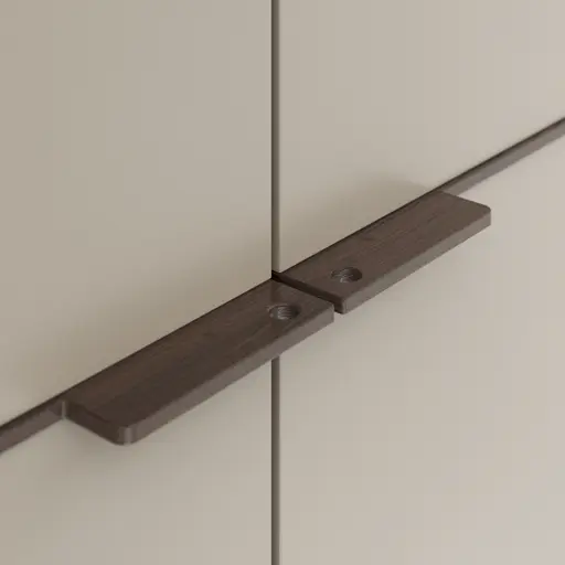 Drehtürenschrank Matera - BHT ca. 301x235x60 cm, Lack Matt, Muschelgrau, Griffe Coffee