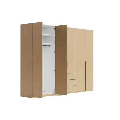 Drehtürenschrank Caluma - B. ca. 300cm, Furnier, Balkeneiche