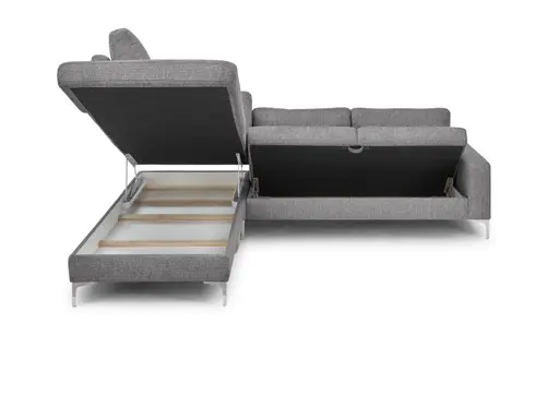 Ecksofa CALM 2.0 - Ecke links mit 2,5-Sitzer, Schlaffunktion mit Bettkasten, Stoff, Anthrazit