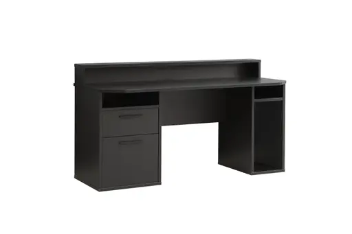 Schreibtisch FJODOR - mit Beleuchtung, Schwarz matt
