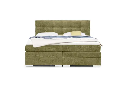 Boxspringbett SANDRIN I- Liegefläche ca. 200x200 cm, Stoff, Grün