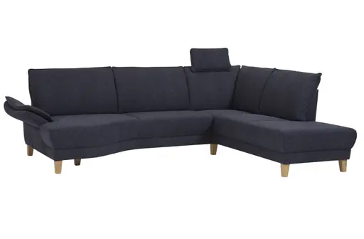 Sofa Stamford - 3,5-Sitzer, Bogen links mit Ecksofa 2-sitzig und Abschlusshocker Rechts, inkl. Armlehne verstellbar und Kopfstütze, Stoff, Dunkelblau