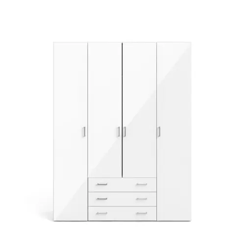 Drehtürenschrank- B ca. 154 cm, Weiß, Hochglanz