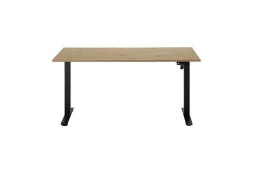 Schreibtisch - höhenverstellbar, LB ca. 137x68 cm, Eiche Dekor, Stahl, Schwarz