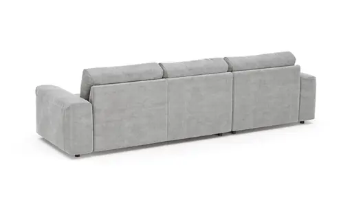 Ecksofa Balok - Longchair groß links mit 2,5-Sitzer, Stoff, Eisengrau