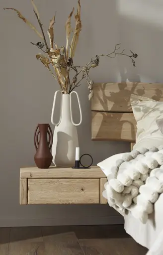 Nachttisch 1660 - Wildeiche bianco, sandgestrahlt