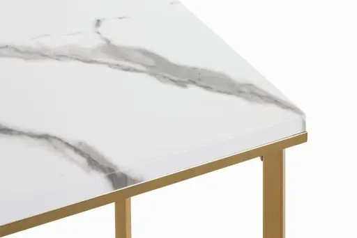 Beistelltisch - B/H/T ca. 39x55x39 cm, Marmoroptik, Goldfarben