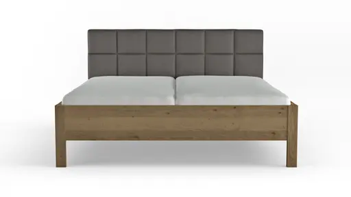 Bett Viana - Liegefläche ca. 180x200 cm, Balkeneiche furniert, Kunstleder Anthrazit