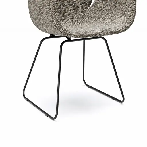 Armlehnstuhl Tooon - Stoff Graubeige, Kufe Schwarz