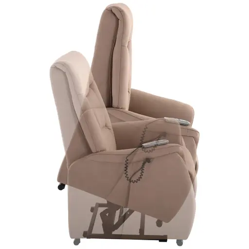 TV-Sessel MAILO - Aufstehhilfe, Relaxfunktion, Stoff, Grau-Beige