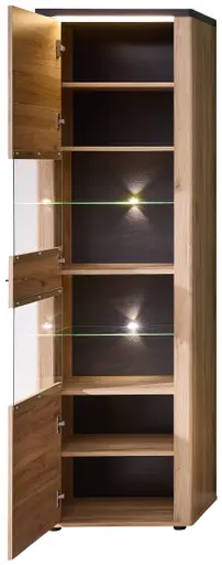 Vitrine - mit Beleuchtung, B ca. 58 cm, Eiche Nachbildung, Eiche dunkel Nachbildung