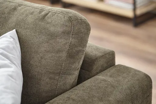 Ecksofa Oviedo - Longchair links mit 1,5-Sitzer, Stoff, Braungrün