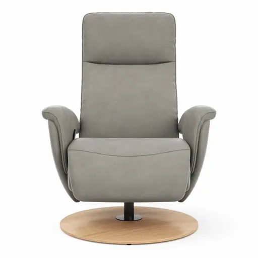 Sessel Tulsa Relax - Größe M, inkl. Kopf-/Fußteil/Rückenlehne verstellbar, Leder, Graubeige