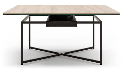 Couchtisch Cena - LB ca. 132x108 cm, Platten drehbar, Keramik, Travertin 