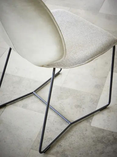 Armlehnstuhl Penthouse - Stoff, Hellgrau, Leder, Steingrau, Kufen, Anthrazit