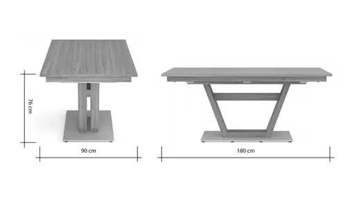 Esstisch Faro Plus - LB ca. 180x90 cm, Tisch verlängerbar (Klappeinlage einseitig), Wildeiche massiv, Bianco