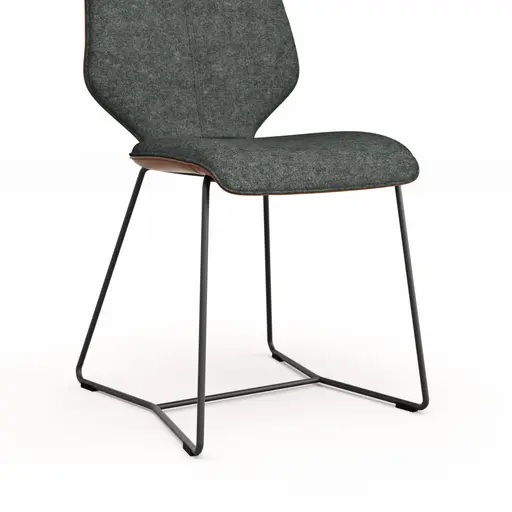 Stuhl Penthouse - Stoff, Steingrau, Leder, Cognac, Kufen, Anthrazit