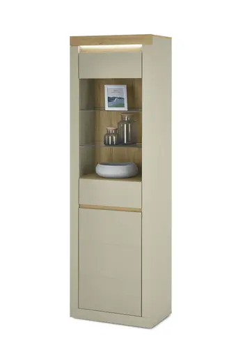 Vitrine - mit Beleuchtung, B ca. 64 cm, Kaschmir, Stone Eiche Nachbildung