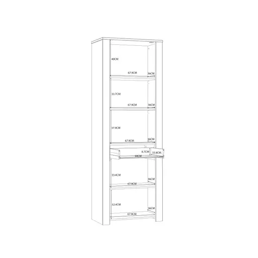 Vitrine FELLIAN- B ca. 71 cm, Weiß, Eiche Dekor