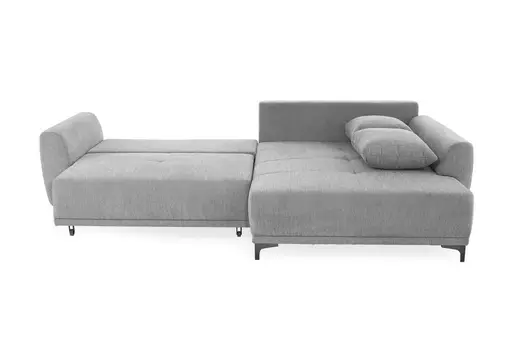 Ecksofa JACEK - 3-Sitzer, Ecke rechts inkl. Schlaffunktion mit Bettkasten, Stoff, Grau