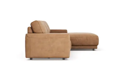 Ecksofa Balok - 2,5-Sitzer mit Longchair groß rechts, Leder, Cognac
