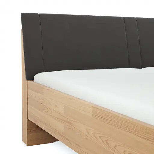Bett Lenoso - Liegefläche ca. 180x200 cm, Eiche massiv, Kunstleder Anthrazit
