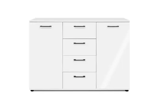 Sideboard- B ca. 120 cm, Weiß, Hochglanz