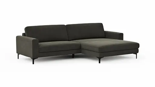 Ecksofa Oviedo - 1,5-Sitzer mit Longchair rechts inkl. Relaxfunktion (motorisch), Stoff, Braungrün