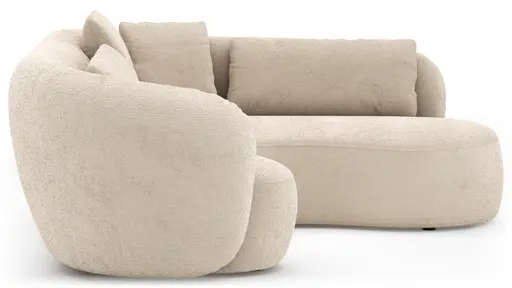 Ecksofa Karasu - 3-Sitzer mit Ottomane rechts, Stoff, Natur