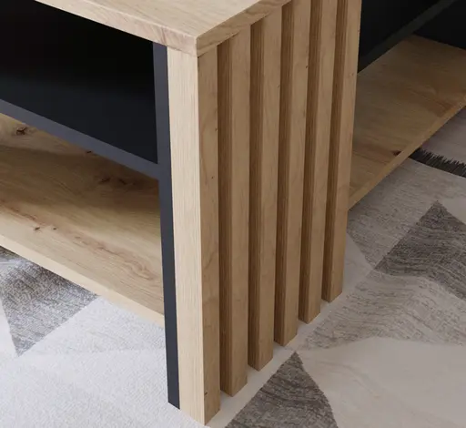 Couchtisch FLORISS- LB ca. 80x80 cm, Eiche Dekor, Schwarz