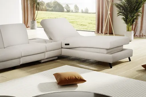  Ecksofa Colombia - 2,5-Sitzer mit Ecke rechts. Stoff, Elfenbein