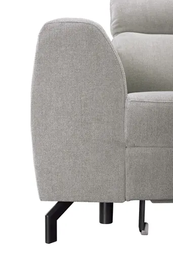 Ecksofa - 2-Sitzer mit Ecke rechts, Schlaffunktion mit Bettkasten, Stoff, Silbergrau