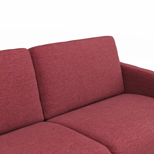 Ecksofa Nuoro - Longchair links mit 2-Sitzer inkl. Schlaffunktion und Bettkasten, Stoff, Rubin